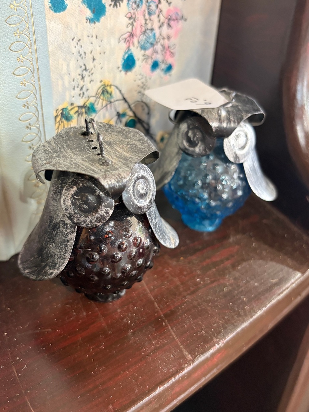 Decorative Glass Owl Salt and Pepper Shakers - Blue and Brown - Home Accents